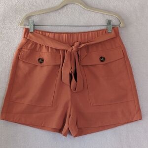 HAVE Los Angeles Women's Light Orange Casual Belted Shorts Size L